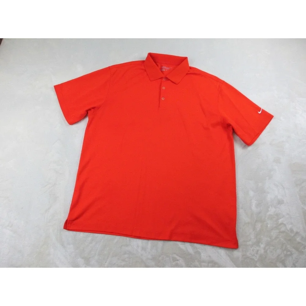 Nike Polo Shirt Mens‎ Extra Large Orange Tour Performance DriFit Golf Casual*